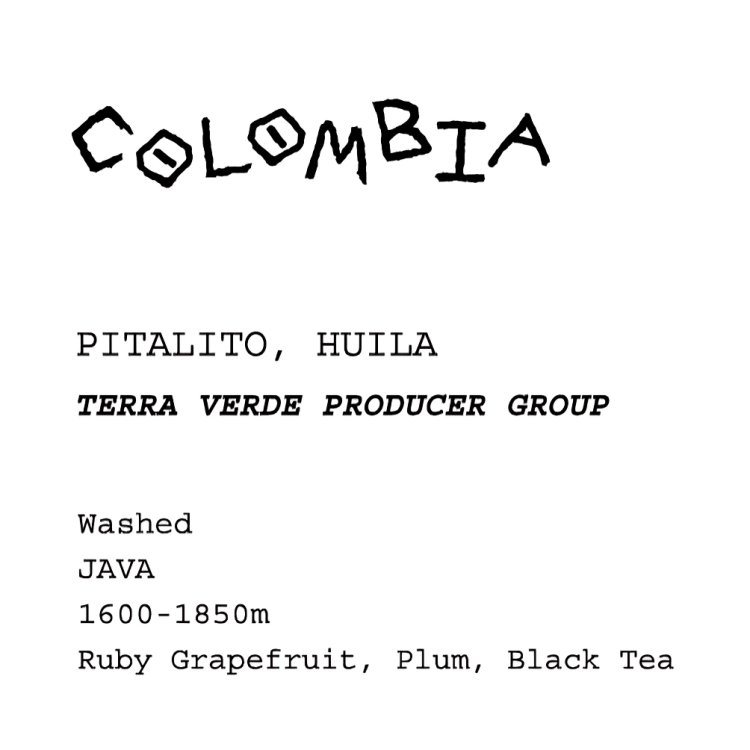 COLOMBIA — Pitalito Huila, Terra Verde Producer Group coffee details